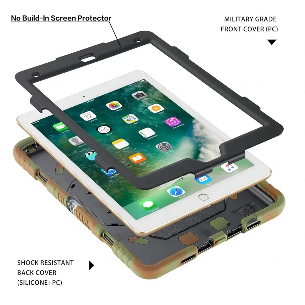 Rugged Protective Case for iPad 5th/6th Gen - Army Black